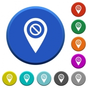 Disabled GPS map location round color beveled buttons with smooth surfaces and flat white icons - Disabled GPS map location beveled buttons