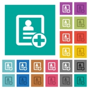 Add new contact multi colored flat icons on plain square backgrounds. Included white and darker icon variations for hover or active effects. - Add new contact square flat multi colored icons