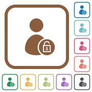 Unlock user account simple icons in color rounded square frames on white background - Unlock user account simple icons