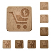 Checkout with Lira cart on rounded square carved wooden button styles - Checkout with Lira cart wooden buttons