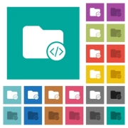 Source code directory multi colored flat icons on plain square backgrounds. Included white and darker icon variations for hover or active effects. - Source code directory square flat multi colored icons