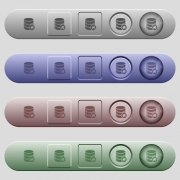 Default database icons on rounded horizontal menu bars in different colors and button styles - Default database icons on horizontal menu bars