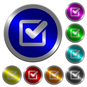 Checkbox icons on round luminous coin-like color steel buttons - Checkbox luminous coin-like round color buttons - Large thumbnail