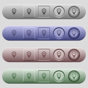 Address of GPS map location icons on rounded horizontal menu bars in different colors and button styles - Address of GPS map location icons on horizontal menu bars