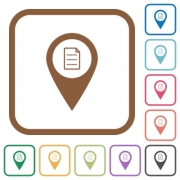 GPS map location details simple icons in color rounded square frames on white background - GPS map location details simple icons
