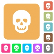 Human skull flat icons on rounded square vivid color backgrounds. - Human skull rounded square flat icons