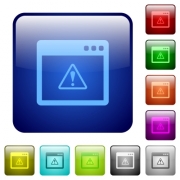 Application warning icons in rounded square color glossy button set