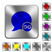 Blog comment attachment engraved icons on rounded square glossy steel buttons - Blog comment attachment rounded square steel buttons
