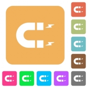 Horseshoe magnet flat icons on rounded square vivid color backgrounds. - Horseshoe magnet rounded square flat icons