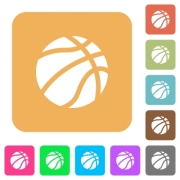 Basketball flat icons on rounded square vivid color backgrounds. - Basketball rounded square flat icons