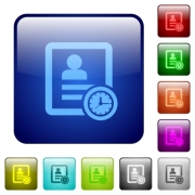 Contact appointment icons in rounded square color glossy button set - Contact appointment color square buttons