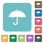 Umbrella white flat icons on color rounded square backgrounds - Umbrella rounded square flat icons