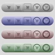 Shopping cart icons on rounded horizontal menu bars in different colors and button styles - Shopping cart icons on horizontal menu bars - Large thumbnail
