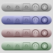 Single cloud icons on rounded horizontal menu bars in different colors and button styles - Single cloud icons on horizontal menu bars - Large thumbnail