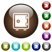 Single strong box white icons on round color glass buttons - Single strong box color glass buttons