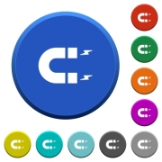 Horseshoe magnet round color beveled buttons with smooth surfaces and flat white icons - Horseshoe magnet beveled buttons