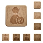 User notification on rounded square carved wooden button styles - User notification wooden buttons