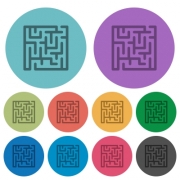 Labyrinth darker flat icons on color round background - Labyrinth color darker flat icons