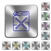 Gas can engraved icons on rounded square glossy steel buttons - Gas can rounded square steel buttons