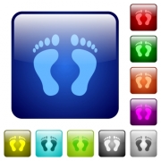 Human Footprints icons in rounded square color glossy button set - Human Footprints color square buttons