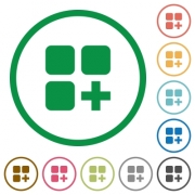 Add new component flat color icons in round outlines on white background - Add new component flat icons with outlines