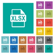 XLSX file format multi colored flat icons on plain square backgrounds. Included white and darker icon variations for hover or active effects. - XLSX file format square flat multi colored icons