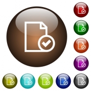 Document accepted white icons on round color glass buttons - Document accepted color glass buttons