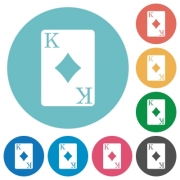 King of diamonds card flat white icons on round color backgrounds - King of diamonds card flat round icons