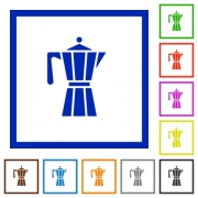 Coffee maker flat color icons in square frames on white background - Coffee maker flat framed icons
