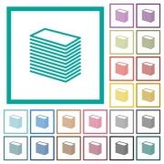 Paper stack flat color icons with quadrant frames on white background - Paper stack flat color icons with quadrant frames