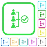 Successful teamwork vivid colored flat icons in curved borders on white background - Successful teamwork vivid colored flat icons