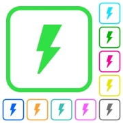Flash vivid colored flat icons in curved borders on white background - Flash vivid colored flat icons