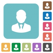 Businessman avatar white flat icons on color rounded square backgrounds - Businessman avatar rounded square flat icons