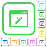 Application wizard vivid colored flat icons in curved borders on white background - Application wizard vivid colored flat icons