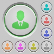 Businessman avatar color icons on sunk push buttons - Businessman avatar push buttons