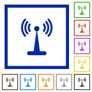 Wlan network flat color icons in square frames on white background - Wlan network flat framed icons