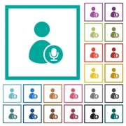 User broadcasting flat color icons with quadrant frames on white background - User broadcasting flat color icons with quadrant frames - Large thumbnail