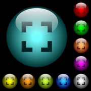 Selector tool icons in color illuminated spherical glass buttons on black background. Can be used to black or dark templates - Selector tool icons in color illuminated glass buttons