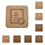 Contact tag on rounded square carved wooden button styles - Contact tag wooden buttons