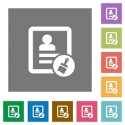 Paste contact flat icons on simple color square backgrounds - Paste contact square flat icons