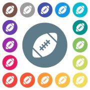 Rugby ball flat white icons on round color backgrounds. 17 background color variations are included. - Rugby ball flat white icons on round color backgrounds