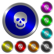 Human skull icons on round luminous coin-like color steel buttons - Human skull luminous coin-like round color buttons