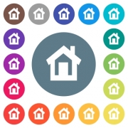Home flat white icons on round color backgrounds. 17 background color variations are included. - Home flat white icons on round color backgrounds