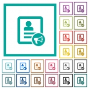 Contact alarm flat color icons with quadrant frames on white background - Contact alarm flat color icons with quadrant frames