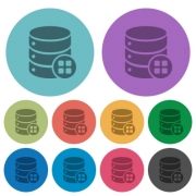 Database modules darker flat icons on color round background - Database modules color darker flat icons