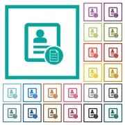 Contact properties flat color icons with quadrant frames on white background - Contact properties flat color icons with quadrant frames