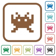 Video game simple icons in color rounded square frames on white background - Video game simple icons
