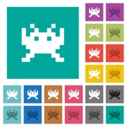 Video game multi colored flat icons on plain square backgrounds. Included white and darker icon variations for hover or active effects. - Video game square flat multi colored icons