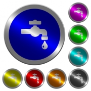 Water faucet with water drop icons on round luminous coin-like color steel buttons - Water faucet with water drop luminous coin-like round color buttons