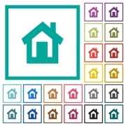 Home flat color icons with quadrant frames on white background - Home flat color icons with quadrant frames